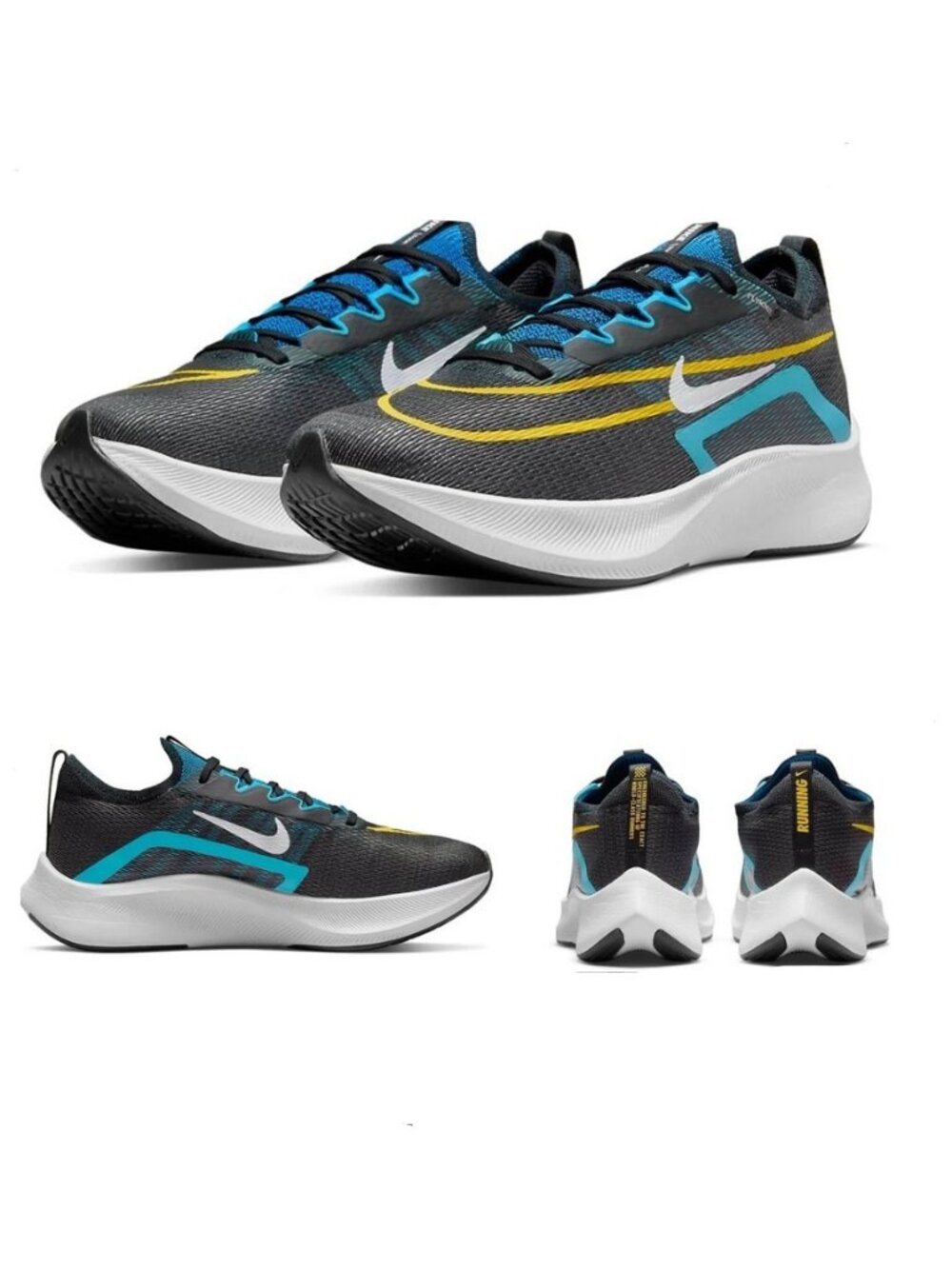 New Nike Zoom Fly 4 Black Grey Blue Chlorine Running shoes CT2392-003